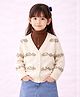 Little Surprise Box Knitted Knit Full Sleeves Floral Designed Sweater - Cream