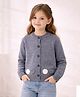 Little Surprise Box Knitted Knit Full Sleeves Floral Applique Detailed Cardigan - Grey