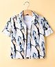 Radutu Cotton Woven Full Sleeves Abstract Printed Shirt with Inner Tee - Blue & White