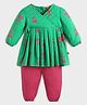 Somersault Cotton Woven Full Sleeves Floral Printed Kurti & Pant Set - Green