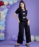 Cherry & Jerry Woven Half Sleeves Bow Applique Detailed Top & Palazzo Set - Black
