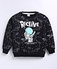 Kidcity Cotton Looper Knit Full Sleeves Astronaut & Receive Text Printed Light Winter Sweatshirt - Black