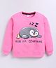 Kidcity Fleece Knit Full Sleeves Penguin Printed Light Winter Sweatshirt - Pink