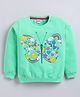 Kidcity Fleece Knit Full Sleeves Butterfly & Floral Printed Light Winter Sweatshirt - Mint