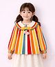 Little Surprise Box Knitted Knit Full Sleeves Striped Bow Applique Detailed Sweater - Multi Colour