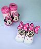 Yellow Bee Cotton Knit Pack Of 2 Disney Mickey & Friends Featuring Minnie Mouse & Mickey Mouse Designed Socks - Pink & White