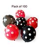 Amfin Balloons With Polka Dot Print Pack of 100 - Black Red