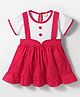 Dew Drops Cotton Knit Half Sleeves Frock With Polka Dot Print - Red