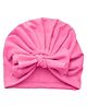 THE LITTLE LOOKERS Cotton Knit Knot Detailed Cap - Pink - Circumference 15 Cms