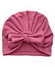 THE LITTLE LOOKERS Cotton Knit Knot Detailed Cap - Mauve - Circumference 15 Cms