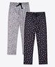 Ariel Cotton Knit Pack Of 2 Cup & Cherry Printed Pajamas - Grey & Black