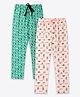 Ariel Cotton Knit Pack Of 2 Croissant & Panda Printed Pajamas -Beige & Green