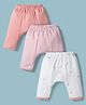 I Bears Knitted Full Length Diaper Leggings with Floral Print & Stripe Pack of 3 - Multicolor