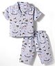 Simply Muslin Knit Half Sleeves Bear Printed Co-Ords Shirt & Pyjama Night Suit - Light Blue