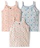 Simply Sinker Knit Sleeveless Slips with Floral Print Pack of 3 - White Pink & Blue