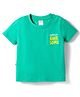 Simply Sinker Knit Half Sleeves T-Shirt with Text Print - Sea Green