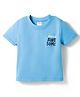 Simply Sinker Knit Half Sleeves T-Shirt with Text Print - Light Blue