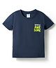 Simply Sinker Knit Half Sleeves T-Shirt with Text Print - Navy Blue