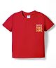 Simply Sinker Knit Half Sleeves T-Shirt with Text Print - Red