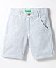 UCB Cotton Woven Knee Length Shorts with Stripes - Light Blue