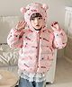 Babymoon Woven Full Sleeves Bunny Printed Light Winter Hooded Puffer Jacket - Orange