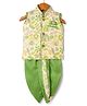 Dapper Dudes Cotton Silk Woven Sleeveless Motif Embroidered & Sequin Embellished Kurta & Co-Ordinating Dhoti Set - Light Green