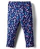 Simply Cotton Lycra Knit Full Length Leggings with Floral Print - Navy Blue