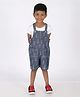 Young Birds Cotton Woven Sharks Printed Dungaree With Half Sleeves Solid Tee - Blue