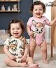 Babyoye Disney Interlock Knit Half Sleeves Onesies with Bambi Graphic Pack of 2 - Pink & Cream