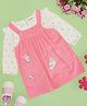 Pantaloons Baby Cotton Woven Full Sleeves Floral Printed & Bunny Embroidered Pinafore Dress - Pink