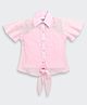 Tiny Girl Cotton Woven Frill Sleeves Soild Shirt with Inner Tee - Pink