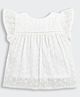 Tiny Girl Woven Cap Sleeves Floral Embroidered Top - Off White