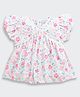 Tiny Girl Cotton Woven Frill Sleeves Floral Printed Top - Pink