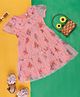 Pantaloons Junior Cotton Knit Half Sleeves Animals & Floral Printed Tiered Dress - Peach