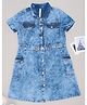Pantaloons Junior Cotton Woven Half Sleeves Front Button Detailed Dress - Blue