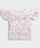 Tiny Girl Woven Half Sleeves Floral Applique Detailed & Printed Top - Lavender