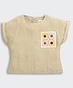 Tiny Girl Woven Half Sleeves Floral Patch Detailed Top - Fawn