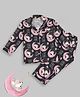 Pyjama Party Pure Cotton Woven Full Sleeves Hello Cutie Text Printed Coordinating Shirt & Pajama Night Suit - Black