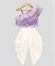 Twisha Woven Frill Sleeves Thread Work Embroidered Sequins Embellished Top With Dhoti Set - Off White