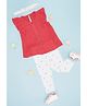 Pantaloons Baby Cotton Elastane Knit Frill Sleeves Solid Top & Leggings Set - Pink