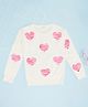 Pantaloons Junior Knit Full Sleeves Heart Printed Pullover - Off White