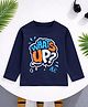 Googo Gaaga Cotton Knit Full Sleeves Whats Up Text Printed Tee - Navy Blue