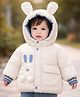 Little Surprise Box Knit Animal Designed Light Winter Hooded Quilted Jacket - White