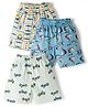 CUCUMBER Sinker Knit Above Knee Length Vehicles Nautical & Beach Theme Printed Shorts Pack Of 3 - Multicolour