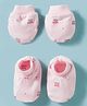 Simply Interlock Knit Text Printed Mittens & Booties Set - Baby Pink