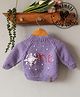 Woonie Handknitted Full Sleeves Snowflake Embroidered Sweater  - Lavender