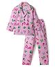 Rikidoos Cotton Woven Full Sleeve Co-ords Shirt & Pajama Night Suit with Alphabet Print - Pink