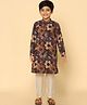 KISAH Cotton Blend Woven Full Sleeves Abstract Printed Kurta & Pyjama Set - Multi Colour