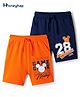 HoneyHap Disney Terry Knit Knee Length Shorts with Mickey Mouse Graphic Pack of 2 - Navy Blue & Orange