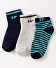 Honeyhap Premium Cotton Blend Knit Cotton Bamboo Spandex Socks with Bio Finish & Stripes Pack of 3 - Oceana Lt. Grey Melange & Cabbage